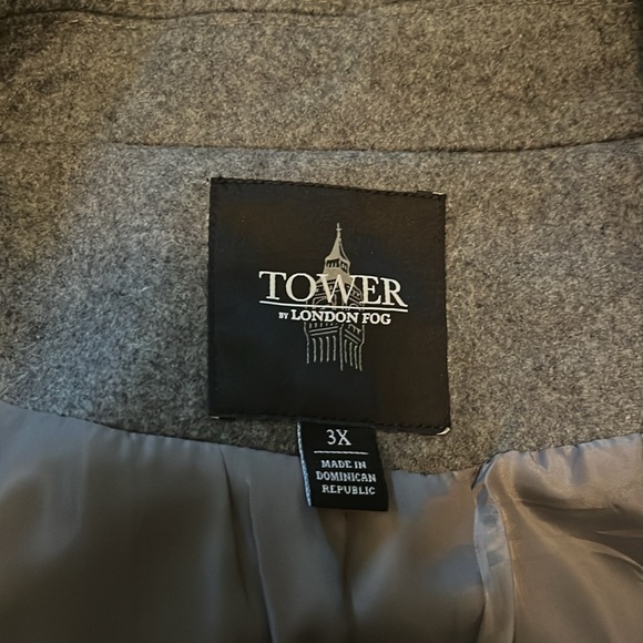 Tower By London Fog Gray Pea Coat size 3X - Picture 2 of 2